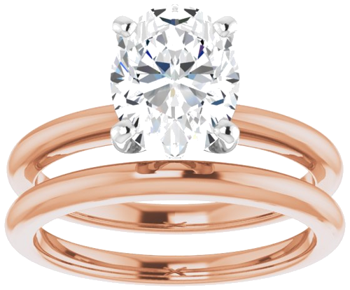 Sužadėtuvių Žiedas „Solitaire“ 585 Baltojo Ir Rožinis Aukso Oval 9mm x 7mm (8)