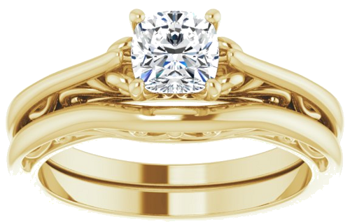 Sužadėtuvių Žiedas „Solitaire“ 14k yellow gold Cushion 5mm (8)
