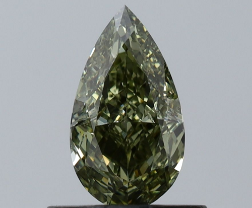 0.61 carat Fancy Dark Green-SI1 Natūralus Pear Deimantas (1)