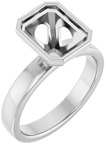 Sužadėtuvių Žiedas „Bezel-Set Solitaire“ 14k white gold Emerald 9mm x 7mm (1)