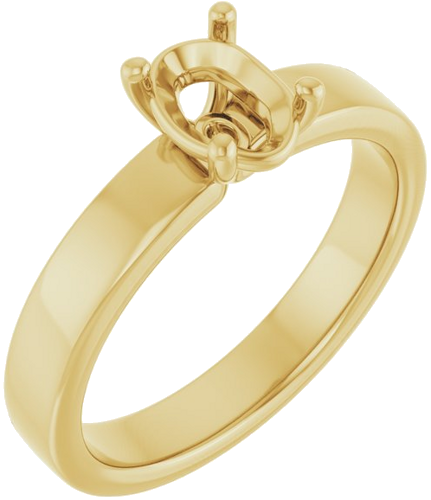 Sužadėtuvių Žiedas „Solitaire“ 585 Geltonojo Aukso Oval 7mm x 5mm (1)