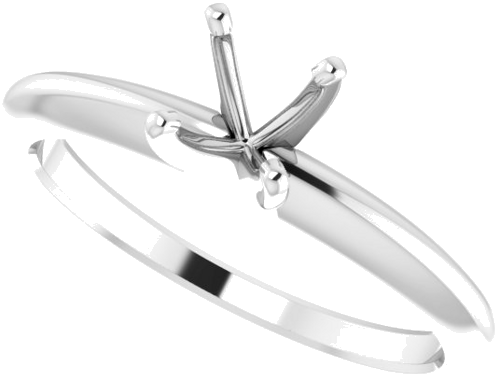 14K White 5.4-5.7 mm Round 4-Prong Comfort-fit Solitaire Ring Mounting (5)