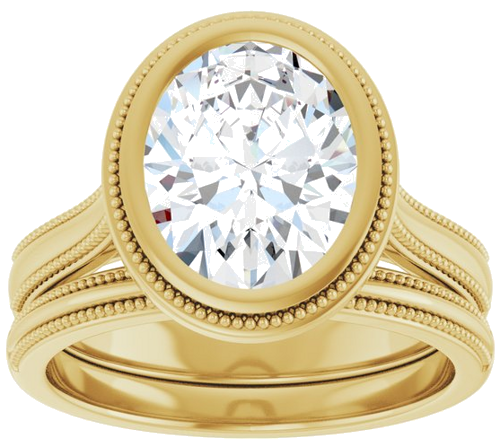 Sužadėtuvių Žiedas „Bezel-Set Solitaire“ 10k yellow gold Oval 10mm x 8mm (8)