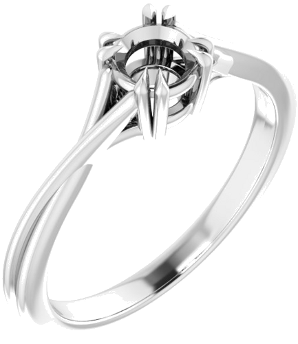 14K White 4.8 mm Round Solitaire Engagement Ring Mounting (1)