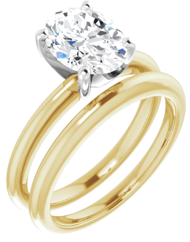 14K Yellow   White  9x7 mm Oval Solitaire Engagement Ring Mounting (6)