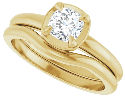 Sužadėtuvių Žiedas „Claw-Prong Solitaire Bezel-Style“ 14k yellow gold Cushion 5mm (10)
