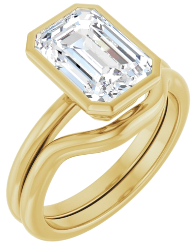 Sužadėtuvių Žiedas „Bezel-Set“ 14k yellow gold Emerald 10mm x 7mm (6)