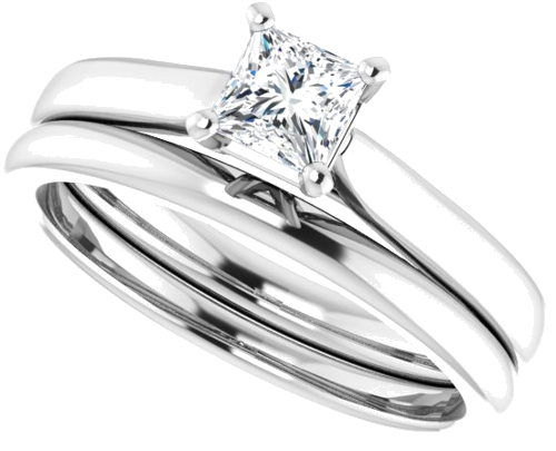 14K White 4 mm Square Engagement Ring Mounting (10)