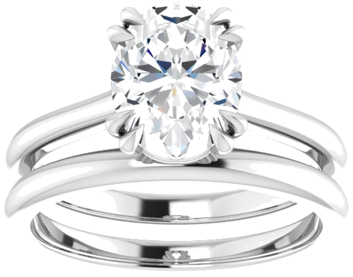 14K White 9x7 mm Oval Solitaire Engagement Ring Mounting (8)