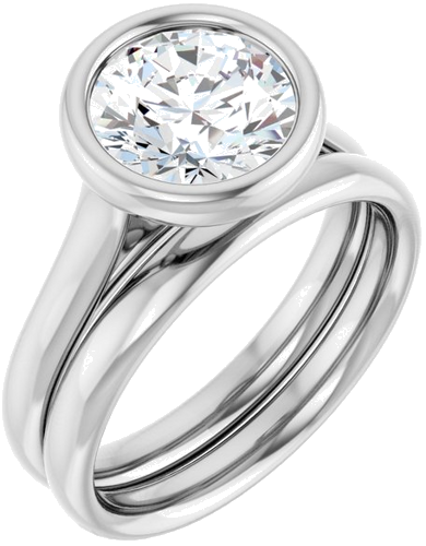 Sužadėtuvių Žiedas „Bezel-Set Solitaire“ 950 Platinos Round 8.2mm (5)