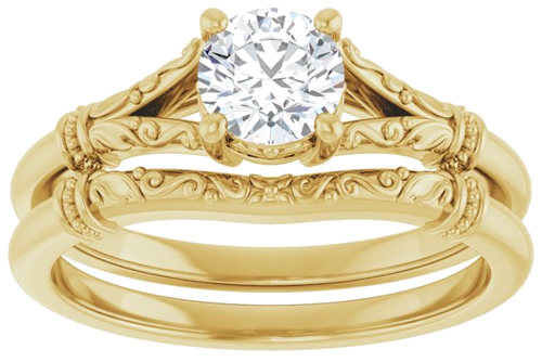 Sužadėtuvių Žiedas „Sculptural“ 14k yellow gold Round 5.2mm (8)