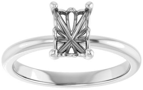 14K White 7x5 mm Emerald Solitaire Engagement Ring Mounting (3)