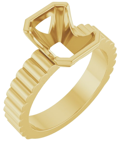 Sužadėtuvių Žiedas „Half-Bezel Solitaire“ 14k yellow gold Emerald 9mm x 7mm (1)