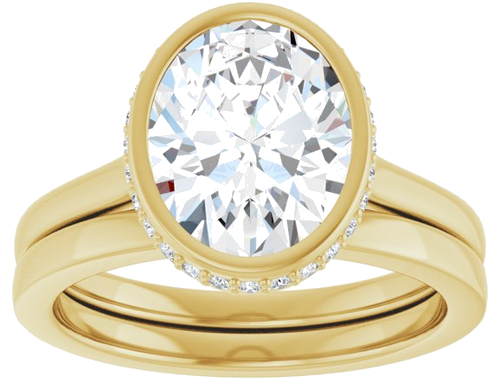 Sužadėtuvių Žiedas „Hidden Halo-Style“ 14k yellow gold Oval 10mm x 8mm (8)