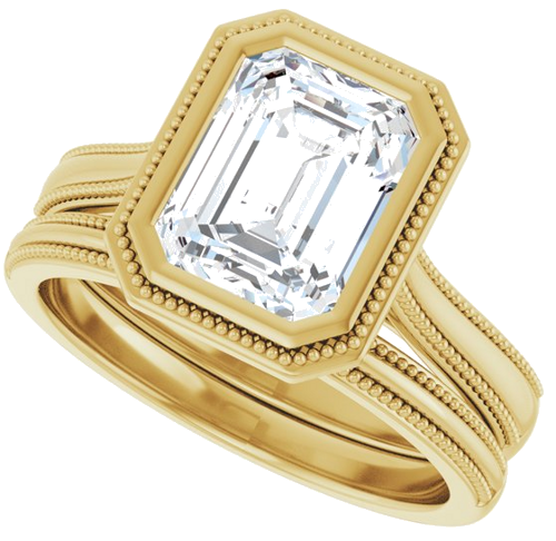 Sužadėtuvių Žiedas „Bezel-Set Solitaire“ 10k yellow gold Emerald 8.5mm x 6.5mm (10)