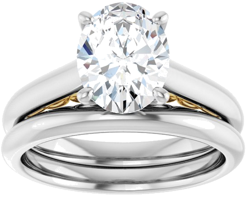 Sužadėtuvių Žiedas „Solitaire“ 585 Baltojo Ir Geltonojo Aukso Oval 9mm x 7mm (8)