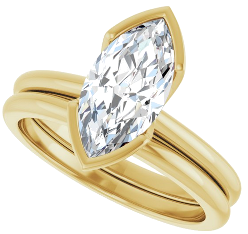 Sužadėtuvių Žiedas „Half-Bezel“ 14k yellow gold Marquise 12mm x 6mm (10)