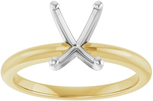 14K Yellow   White  8x6 mm Emerald Solitaire Engagement Ring Mounting (3)