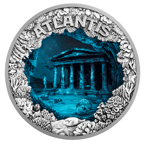 2 oz Atlantīda – Nogrimusī pilsēta 2019 Niue sudraba monēta (1)