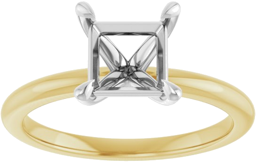Sužadėtuvių Žiedas „Claw-Prong“ 14k yellow/white gold Square 6mm (3)