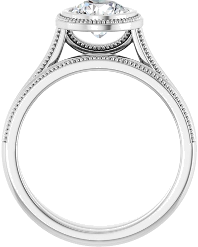 Sužadėtuvių Žiedas „Bezel-Set Solitaire“ 18k white gold Round 6.5mm (7)