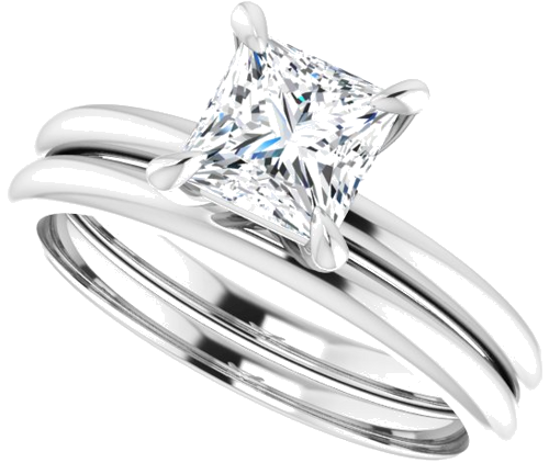 Sužadėtuvių Žiedas „Solitaire“ 417 Baltojo Aukso Square 5.5mm (10)