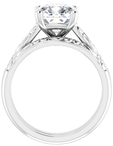Sužadėtuvių Žiedas „Solitaire“ 14k white gold Cushion 8mm (7)