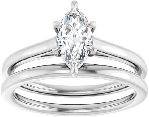 Sužadėtuvių Žiedas „Claw-Pong“ 14k white gold Marquise 8.5mm x 4.5mm (8)