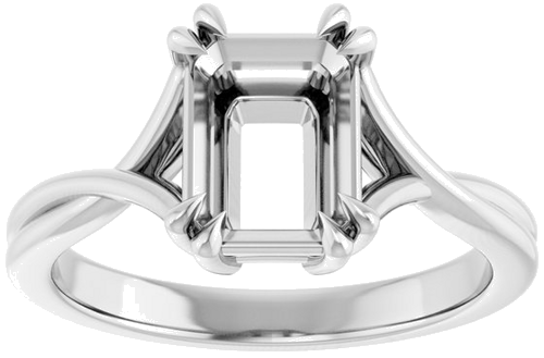 Sužadėtuvių Žiedas „Double Claw-Prong Solitaire Criss-Cross“ 14k white gold Emerald 8mm x 6mm (3)