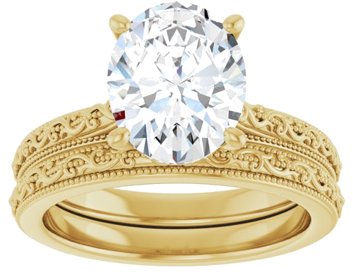 Sužadėtuvių Žiedas „Solitaire Sculptural“ 14k yellow gold Oval 10mm x 8mm (8)