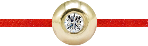 Браслет из красной нити с золотой бусиной и бриллиантом (2)