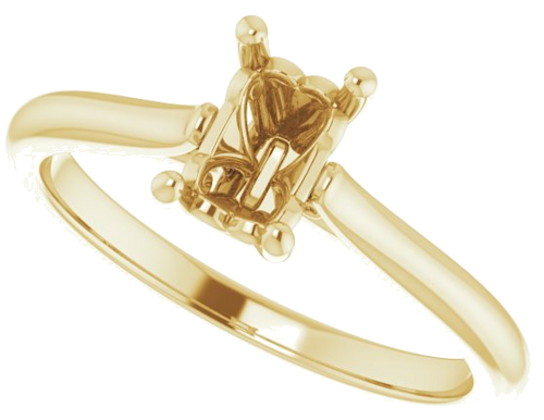 14K Yellow 6x4 mm Emerald Solitaire Engagement Ring Mounting (5)