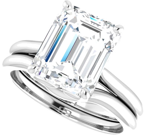 Sužadėtuvių Žiedas „Solitaire“ 585 Baltojo Aukso Emerald 10mm x 8mm (10)