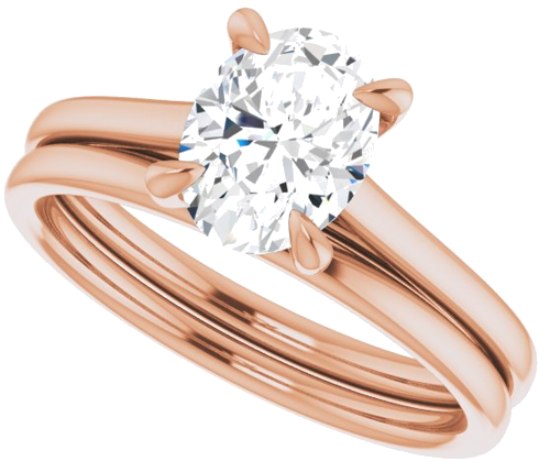 Sužadėtuvių Žiedas „Solitaire“ 585 Rožinis Aukso Oval 8mm x 6mm (10)