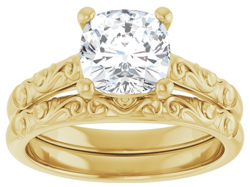 Sužadėtuvių Žiedas „Solitaire“ 14k yellow gold Cushion 7mm (8)