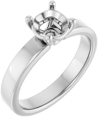 14K White 6.5 mm Round Solitaire Engagement Ring Mounting (1)