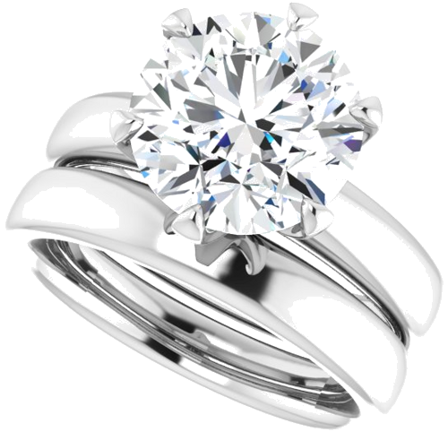 14K White 10 mm Round Engagement Ring Mounting (10)