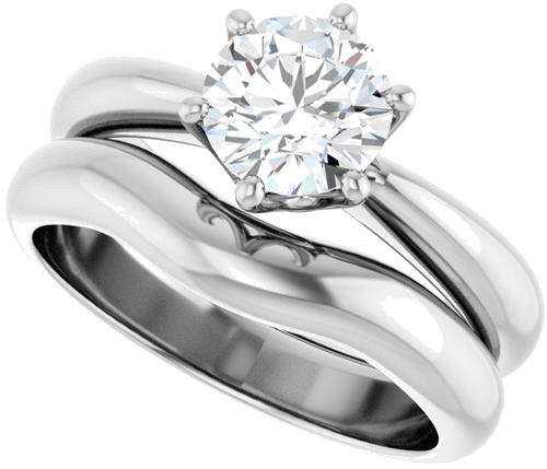 Sužadėtuvių Žiedas „Solitaire Crown-Inspired“ 14k white gold Round 6.5mm (10)