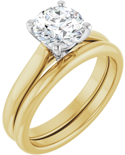 Sužadėtuvių Žiedas 14k yellow/white gold Round 7mm (6)
