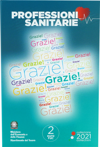 2021 Италия Grazie (Спасибо) монета 2 евро BU в карточке (3)