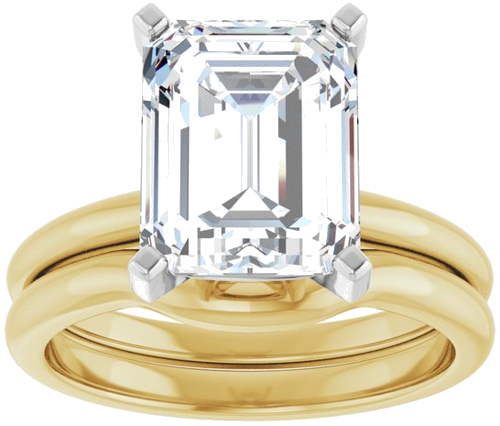 Sužadėtuvių Žiedas 14k yellow/white gold Emerald 10mm x 8mm (8)