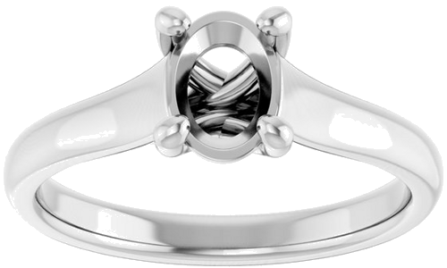 14K White 7x5 mm Oval Solitaire Engagement Ring Mounting (3)
