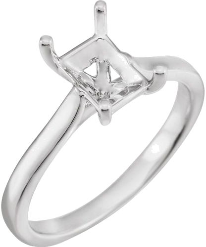 14K White 7x5 mm Emerald Solitaire Engagement Ring Mounting (1)