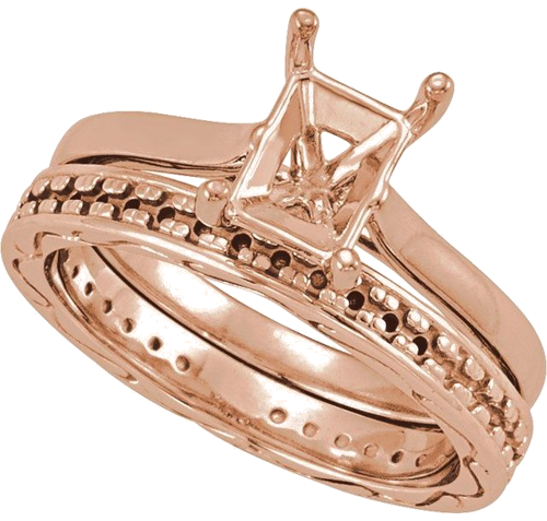 Sužadėtuvių Žiedas „Solitaire“ 14k rose gold Emerald 8mm x 6mm (6)