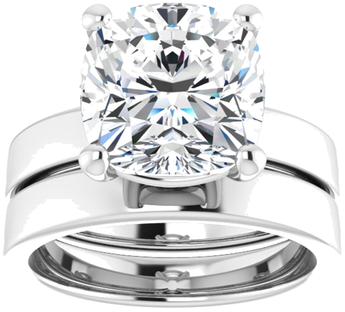 Sužadėtuvių Žiedas „Solitaire“ 14k white gold Cushion 10mm (8)