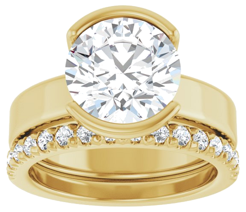 Sužadėtuvių Žiedas „Half-Bezel Solitaire“ 18k yellow gold Round 9.4mm (8)