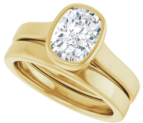 Sužadėtuvių Žiedas „Bezel-Set Solitaire“ 14k yellow gold Elongated Cushion 8mm x 6mm (10)