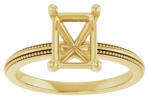 Sužadėtuvių Žiedas „Solitaire Milgrain“ 14k yellow gold Emerald 8mm x 6mm (3)