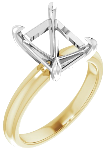 14K Yellow White 10x8 mm Emerald Solitaire Engagement Ring Mounting (1)