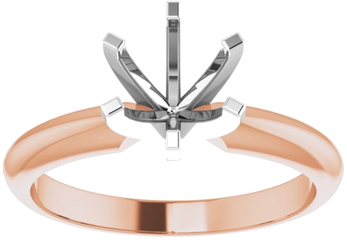 14K Rose   White 6-6.6 mm Round 6-Prong Solitaire Ring Mounting (3)